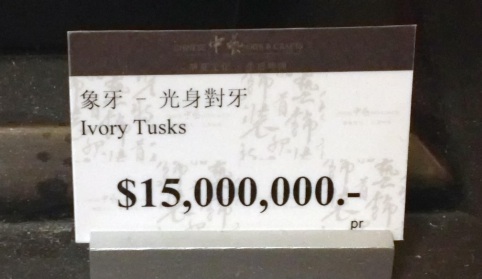 Elephant Action League - Price tag on ivory in Hong Kong - photo by Alex Hofford